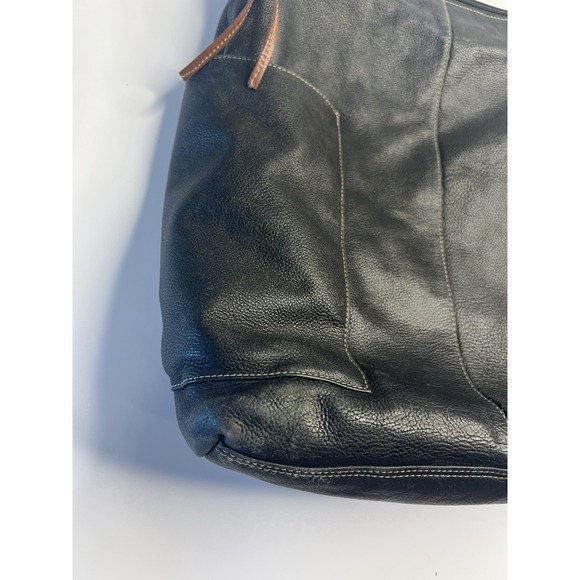 Vtg Y2K Grunge Faded Black Leather Shoulder Bag Women City Street - Picture 6 of 14